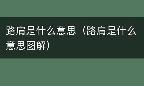 路肩是什么意思（路肩是什么意思图解）
