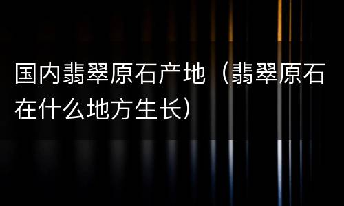 国内翡翠原石产地（翡翠原石在什么地方生长）