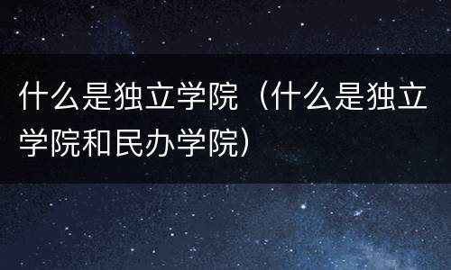 什么是独立学院（什么是独立学院和民办学院）