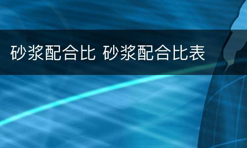 砂浆配合比 砂浆配合比表