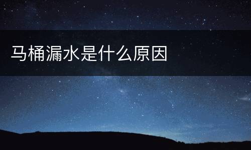 马桶漏水是什么原因