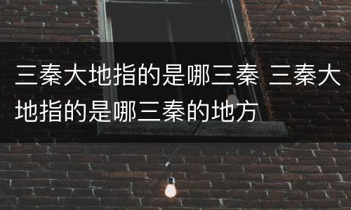 三秦大地指的是哪三秦 三秦大地指的是哪三秦的地方