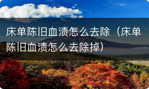 床单陈旧血渍怎么去除（床单陈旧血渍怎么去除掉）