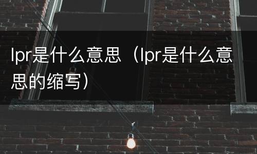 lpr是什么意思（lpr是什么意思的缩写）