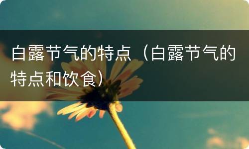 白露节气的特点（白露节气的特点和饮食）