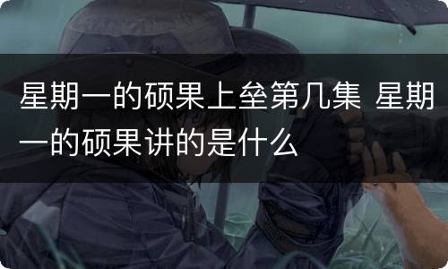 星期一的硕果上垒第几集 星期一的硕果讲的是什么