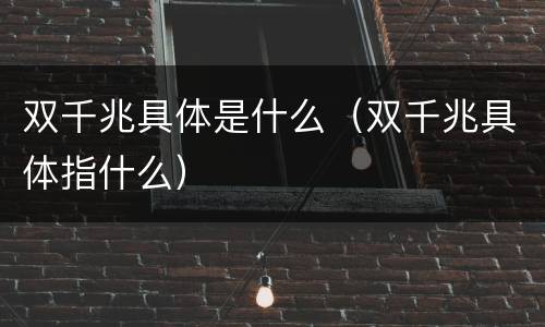 双千兆具体是什么（双千兆具体指什么）