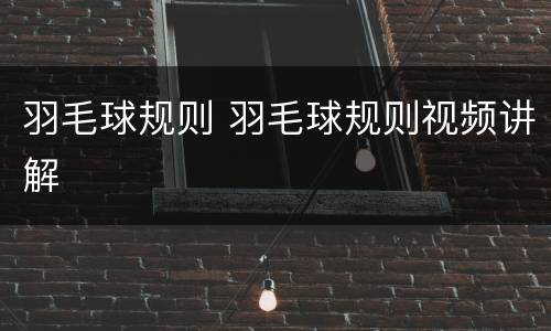 羽毛球规则 羽毛球规则视频讲解