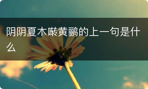 阴阴夏木啭黄鹂的上一句是什么