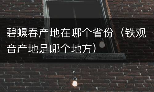 碧螺春产地在哪个省份（铁观音产地是哪个地方）