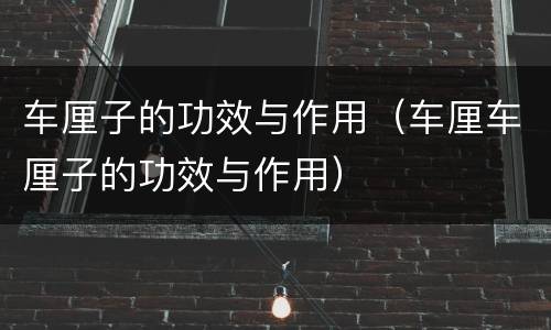 车厘子的功效与作用（车厘车厘子的功效与作用）