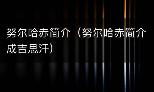 努尔哈赤简介（努尔哈赤简介成吉思汗）