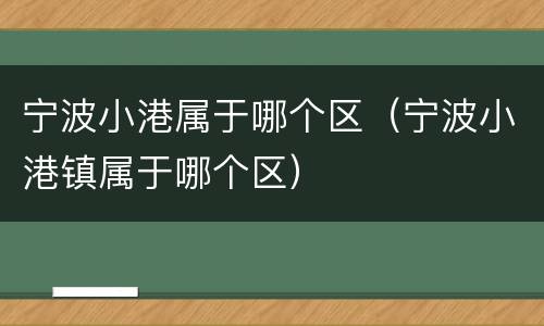 宁波小港属于哪个区（宁波小港镇属于哪个区）