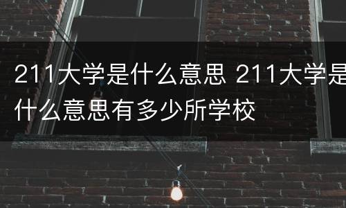 211大学是什么意思 211大学是什么意思有多少所学校