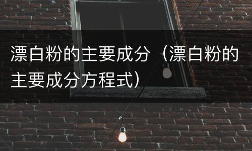 漂白粉的主要成分（漂白粉的主要成分方程式）