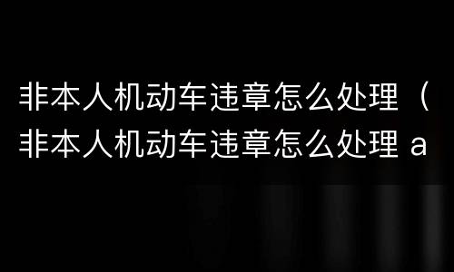 非本人机动车违章怎么处理（非本人机动车违章怎么处理 app）