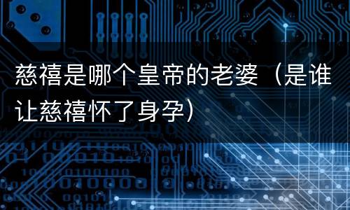 慈禧是哪个皇帝的老婆（是谁让慈禧怀了身孕）