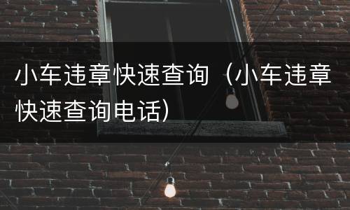 小车违章快速查询（小车违章快速查询电话）