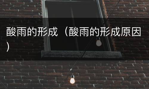 酸雨的形成（酸雨的形成原因）