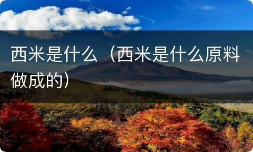 西米是什么（西米是什么原料做成的）