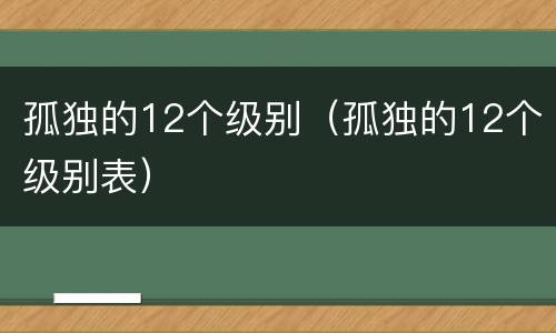 孤独的12个级别（孤独的12个级别表）