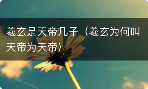 羲玄是天帝几子（羲玄为何叫天帝为天帝）