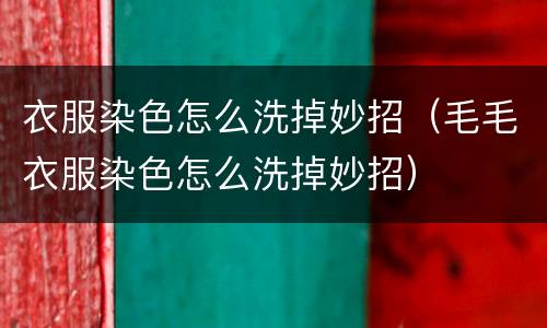 衣服染色怎么洗掉妙招（毛毛衣服染色怎么洗掉妙招）