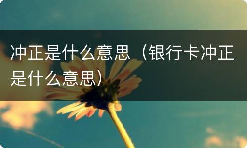 冲正是什么意思（银行卡冲正是什么意思）