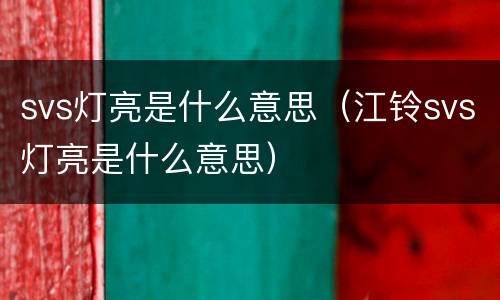 svs灯亮是什么意思（江铃svs灯亮是什么意思）