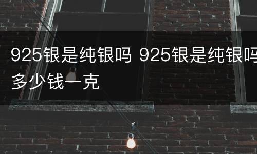 925银是纯银吗 925银是纯银吗多少钱一克
