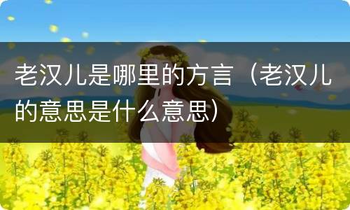 老汉儿是哪里的方言（老汉儿的意思是什么意思）