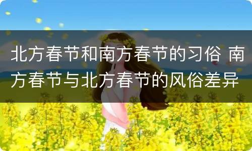 北方春节和南方春节的习俗 南方春节与北方春节的风俗差异