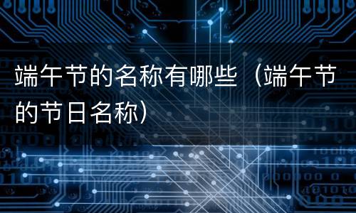 端午节的名称有哪些（端午节的节日名称）