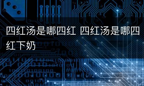 四红汤是哪四红 四红汤是哪四红下奶