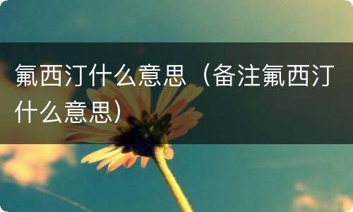 氟西汀什么意思（备注氟西汀什么意思）