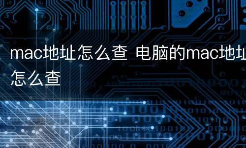 mac地址怎么查 电脑的mac地址怎么查