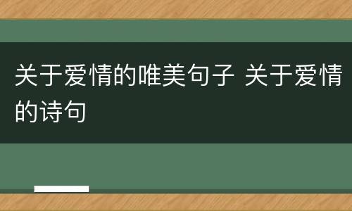 关于爱情的唯美句子 关于爱情的诗句