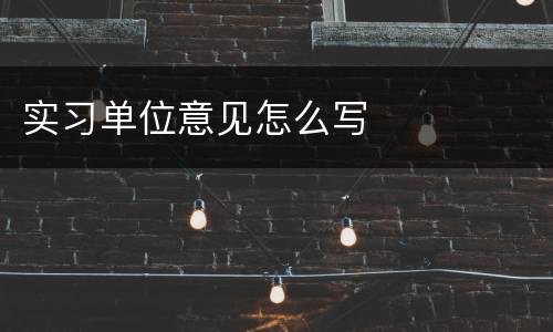 实习单位意见怎么写