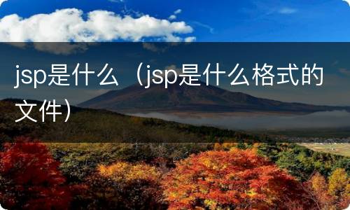jsp是什么（jsp是什么格式的文件）