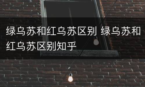 绿乌苏和红乌苏区别 绿乌苏和红乌苏区别知乎