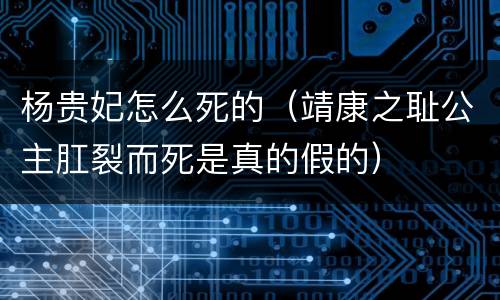 杨贵妃怎么死的（靖康之耻公主肛裂而死是真的假的）
