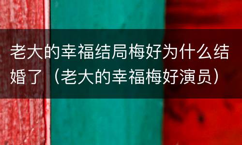 老大的幸福结局梅好为什么结婚了（老大的幸福梅好演员）