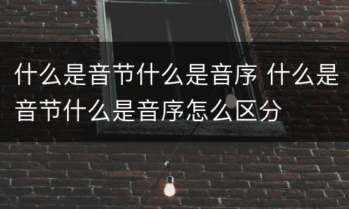 什么是音节什么是音序 什么是音节什么是音序怎么区分