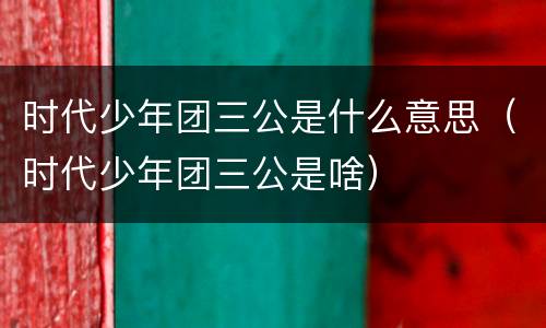 时代少年团三公是什么意思（时代少年团三公是啥）