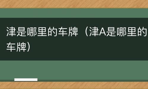 津是哪里的车牌（津A是哪里的车牌）