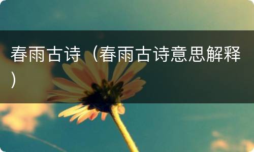 春雨古诗（春雨古诗意思解释）