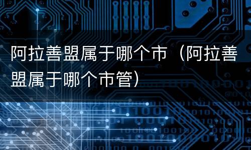 阿拉善盟属于哪个市（阿拉善盟属于哪个市管）