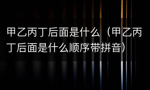 甲乙丙丁后面是什么（甲乙丙丁后面是什么顺序带拼音）