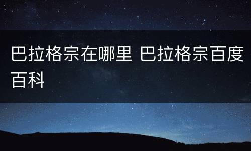 巴拉格宗在哪里 巴拉格宗百度百科