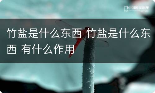 竹盐是什么东西 竹盐是什么东西 有什么作用